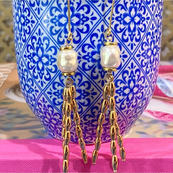 Pearl and Rice Bead Earrings - Picture 1 of 7
